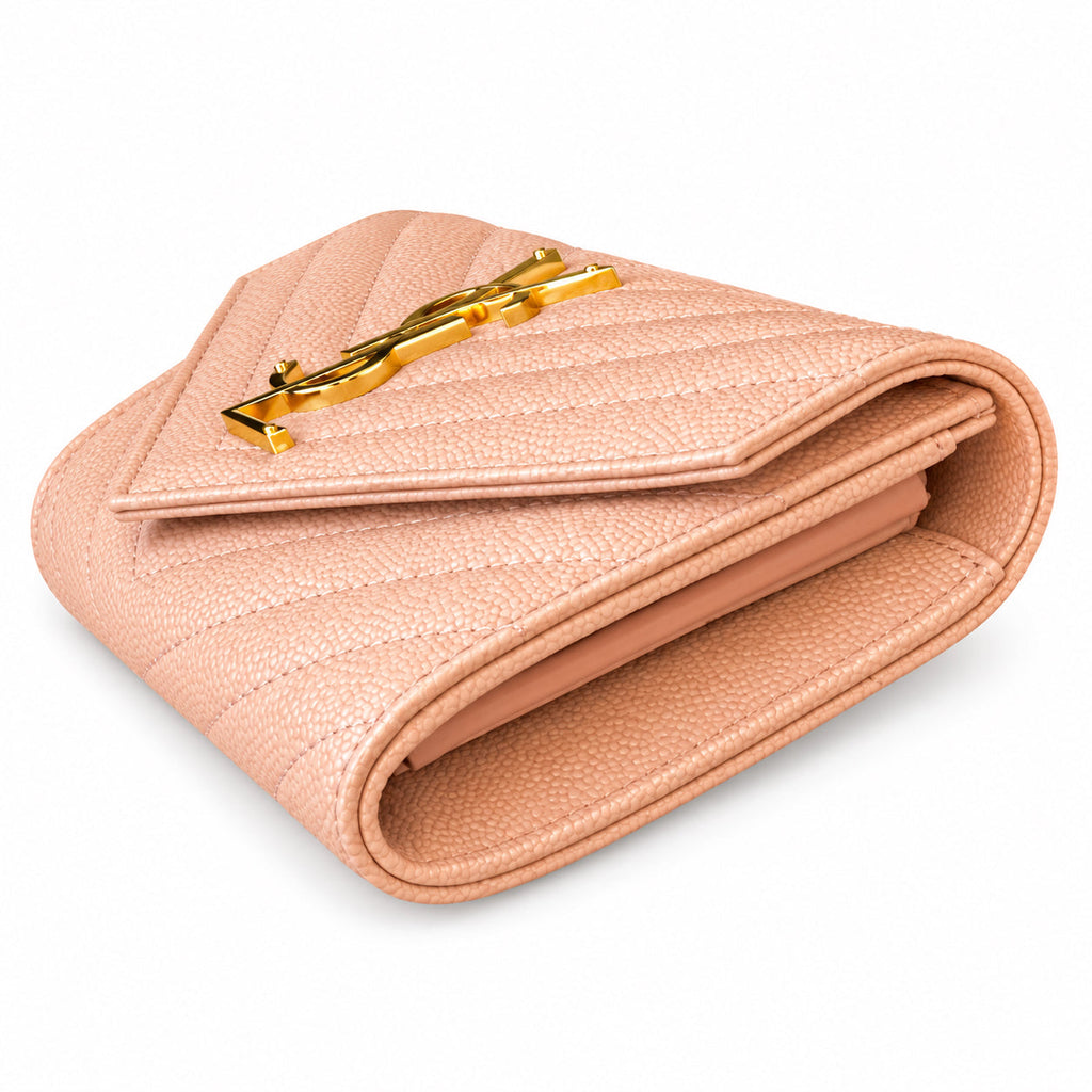 YSL Saint Laurent Monogram Large Flap Wallet Blush Pink
