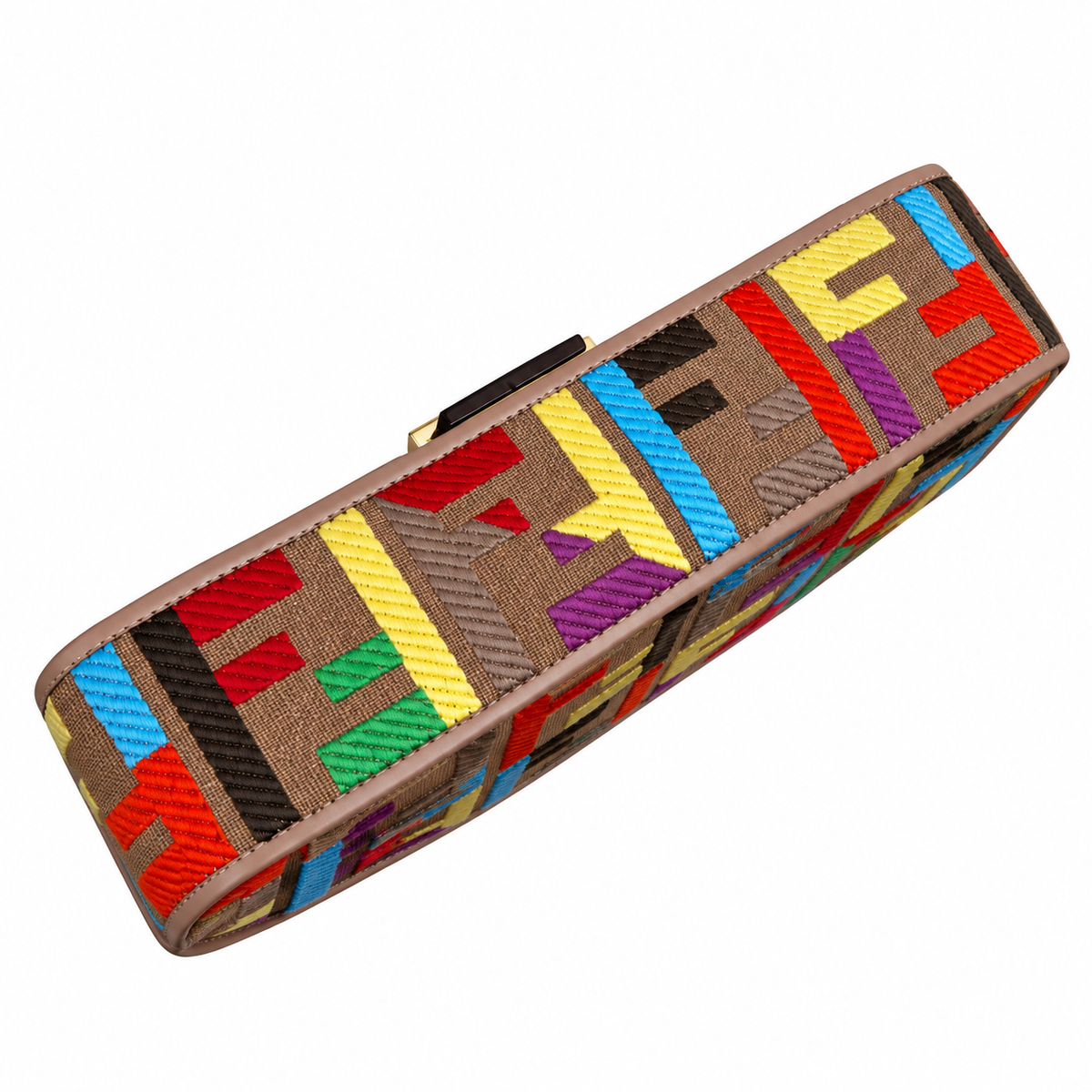 Fendi FF Shoulder Bag – Jacquard Canvas & Leather Trim, Flap Closure, 26cm