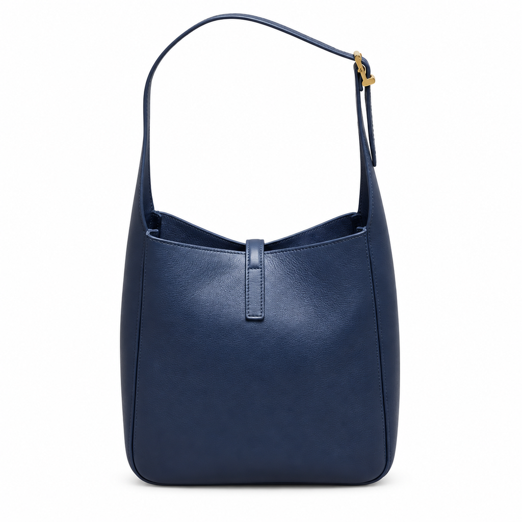 YSL Le 5 à 7 Hobo Bag Navy Blue Smooth Leather Saint Laurent