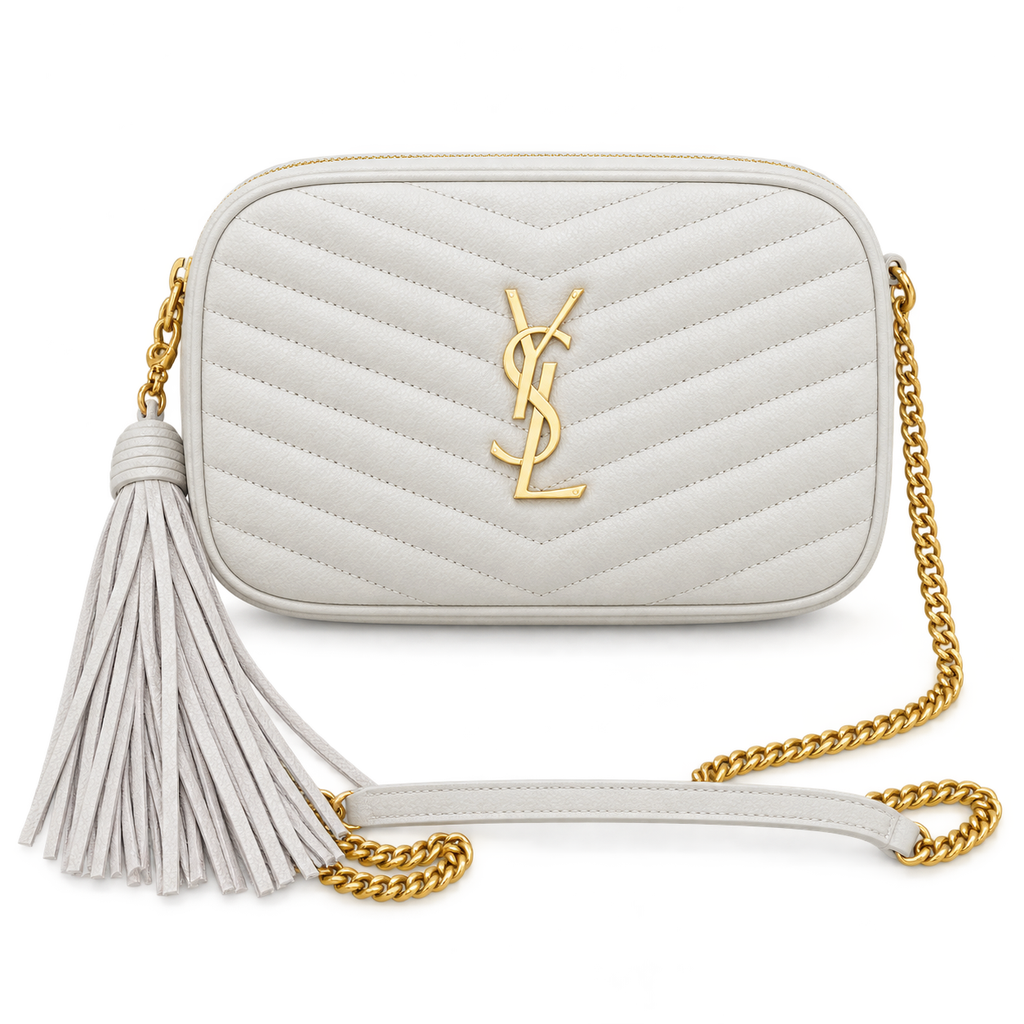 YSL Saint Laurent Lou Camera Bag in Cream Matelassé Leather
