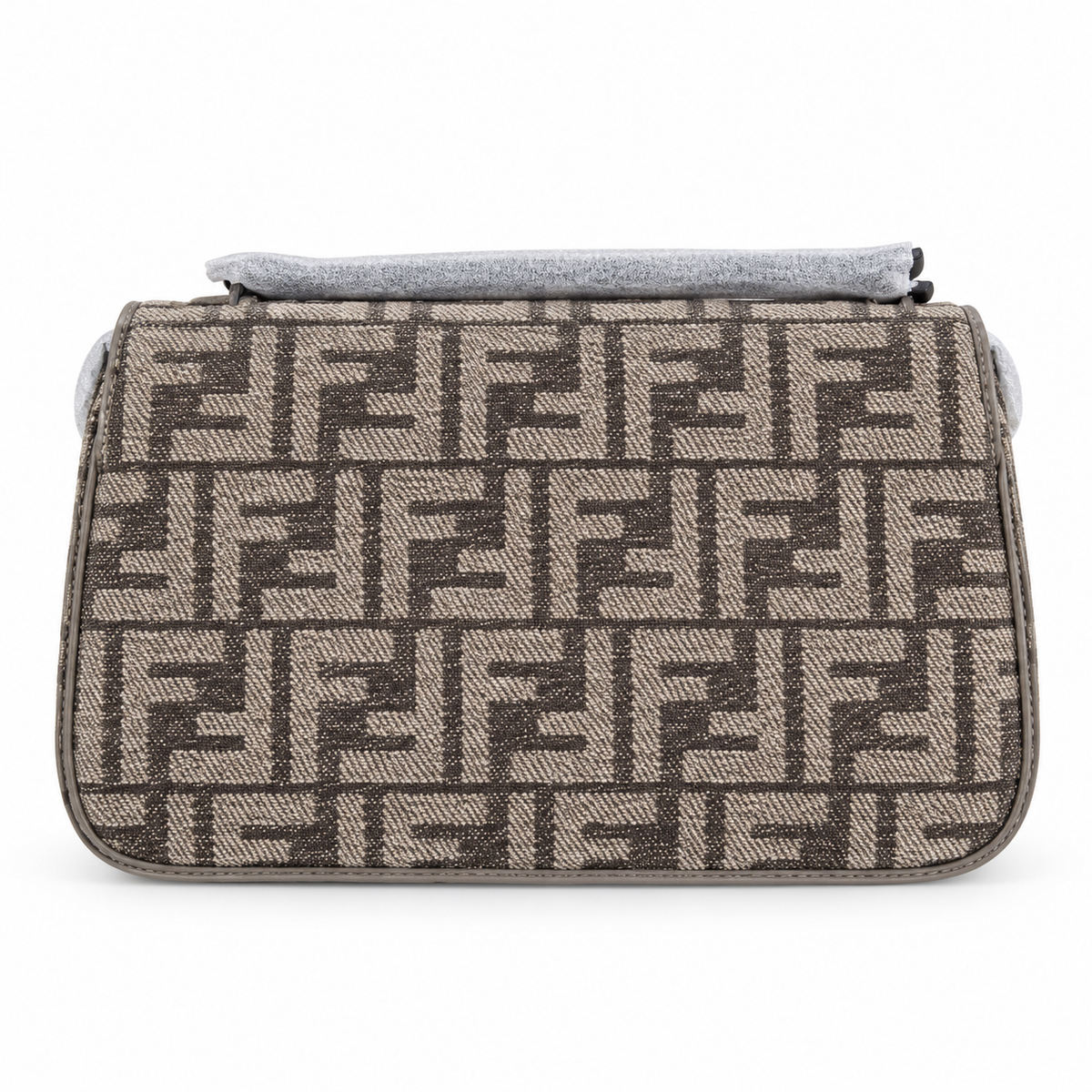 Fendi FF Shoulder Bag – Jacquard Canvas & Leather Trim, Flap Closure, 24cm