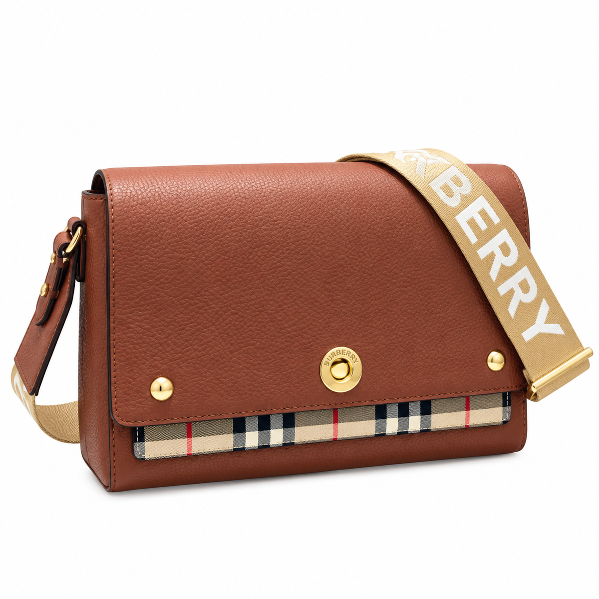 Burberry Heritage Check Brown Flap Crossbody