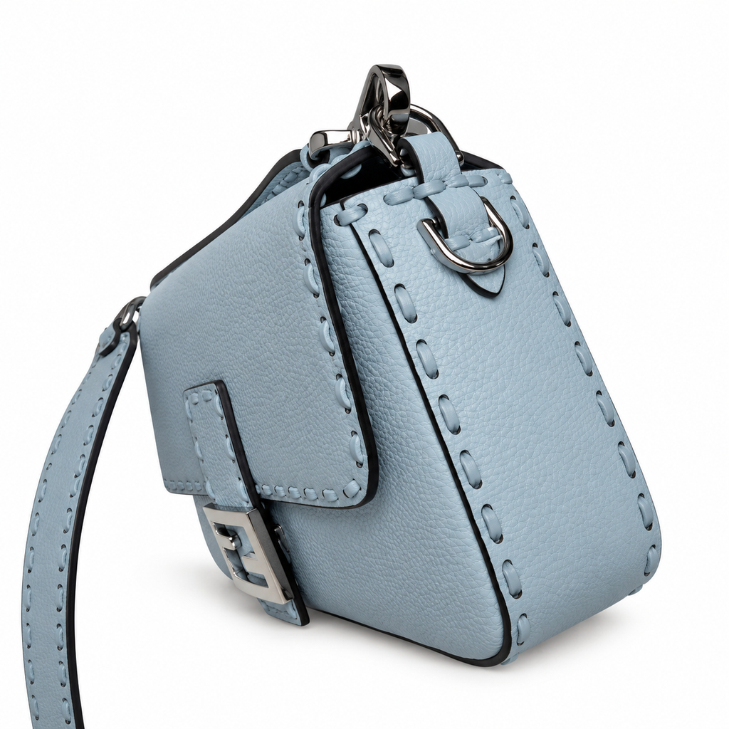 Fendi FF Shoulder Bag – Jacquard Canvas & Leather Trim, Flap Closure, 26cm