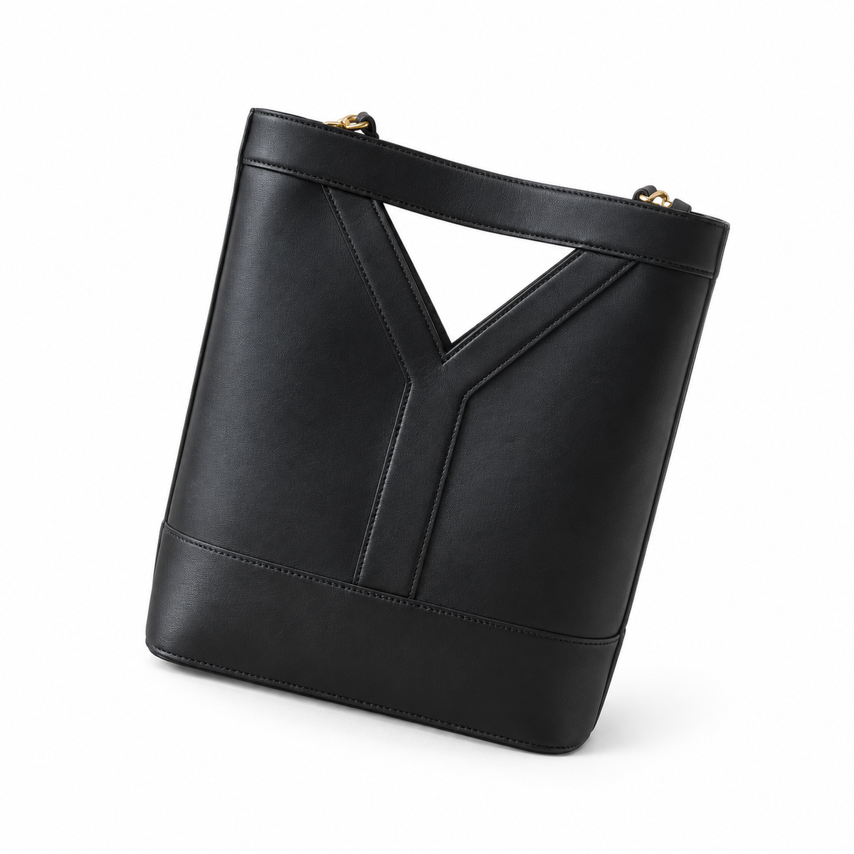 YSL Saint Laurent Cassandre Bucket Bag in Black Smooth Leather