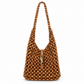YSL Cassandre Beaded Wood Hobo Shoulder Bag Tan