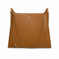 YSL Saint Laurent Suzanne Chain Tote Tan Smooth Leather Gold Chain Strap Trapezoidal Structured Minimalist Design