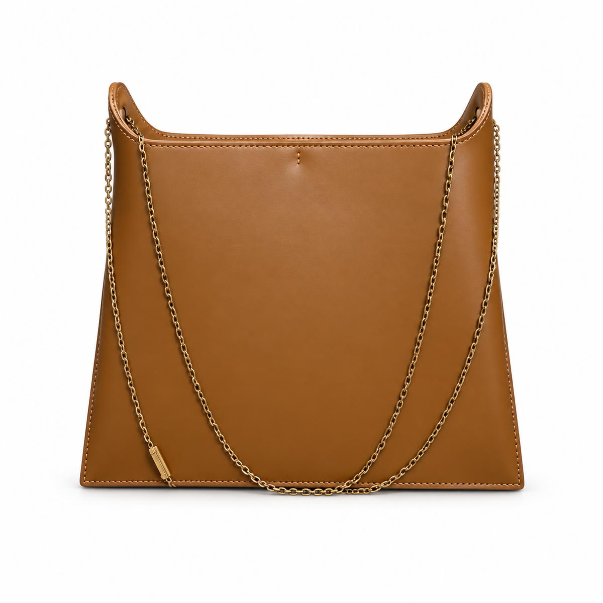 YSL Saint Laurent Suzanne Chain Tote Tan Smooth Leather Gold Chain Strap Trapezoidal Structured Minimalist Design