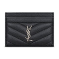 YSL Cassandre Card Holder – Black Grain Leather