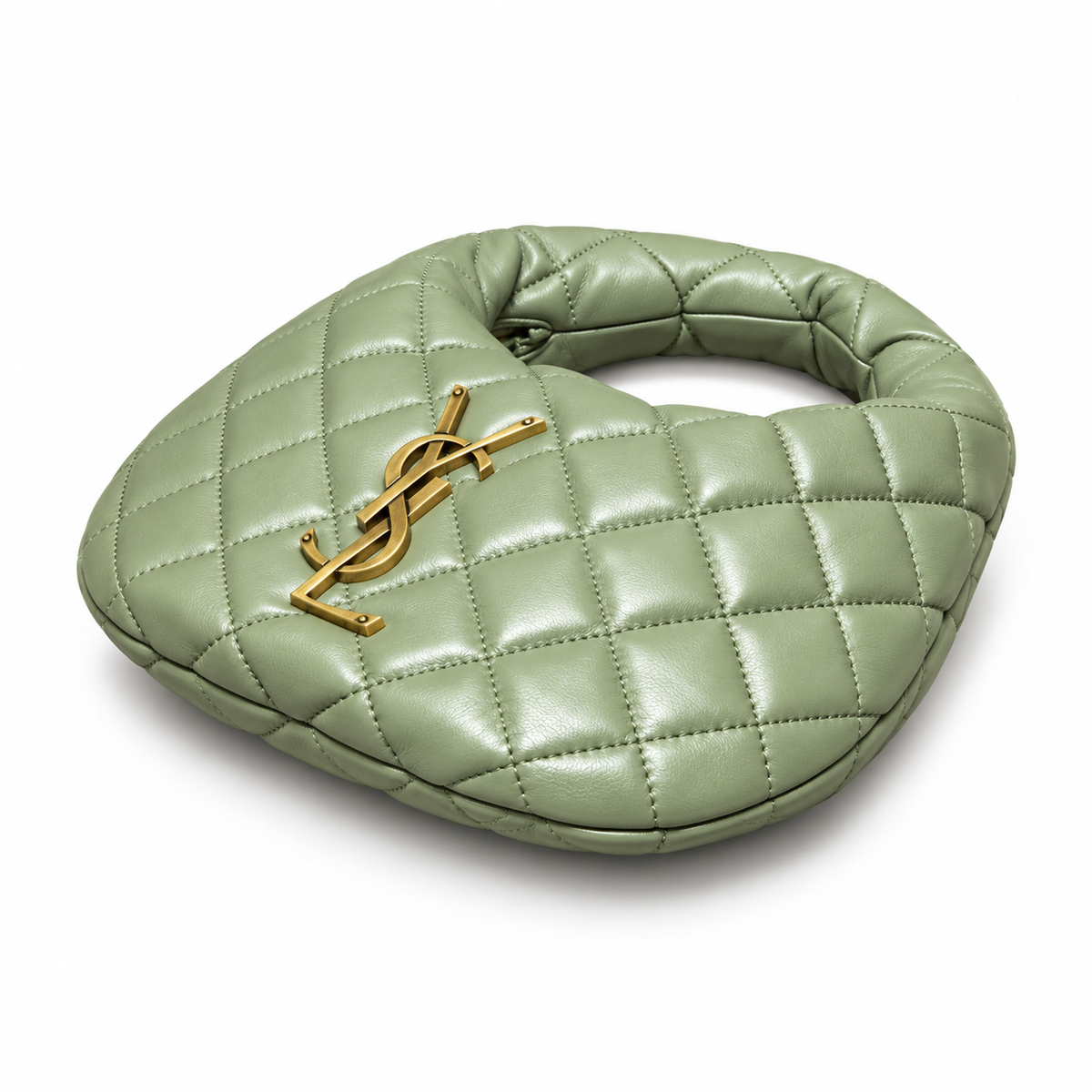 Saint Laurent Quilted Leather Hobo Bag – Sage Green
