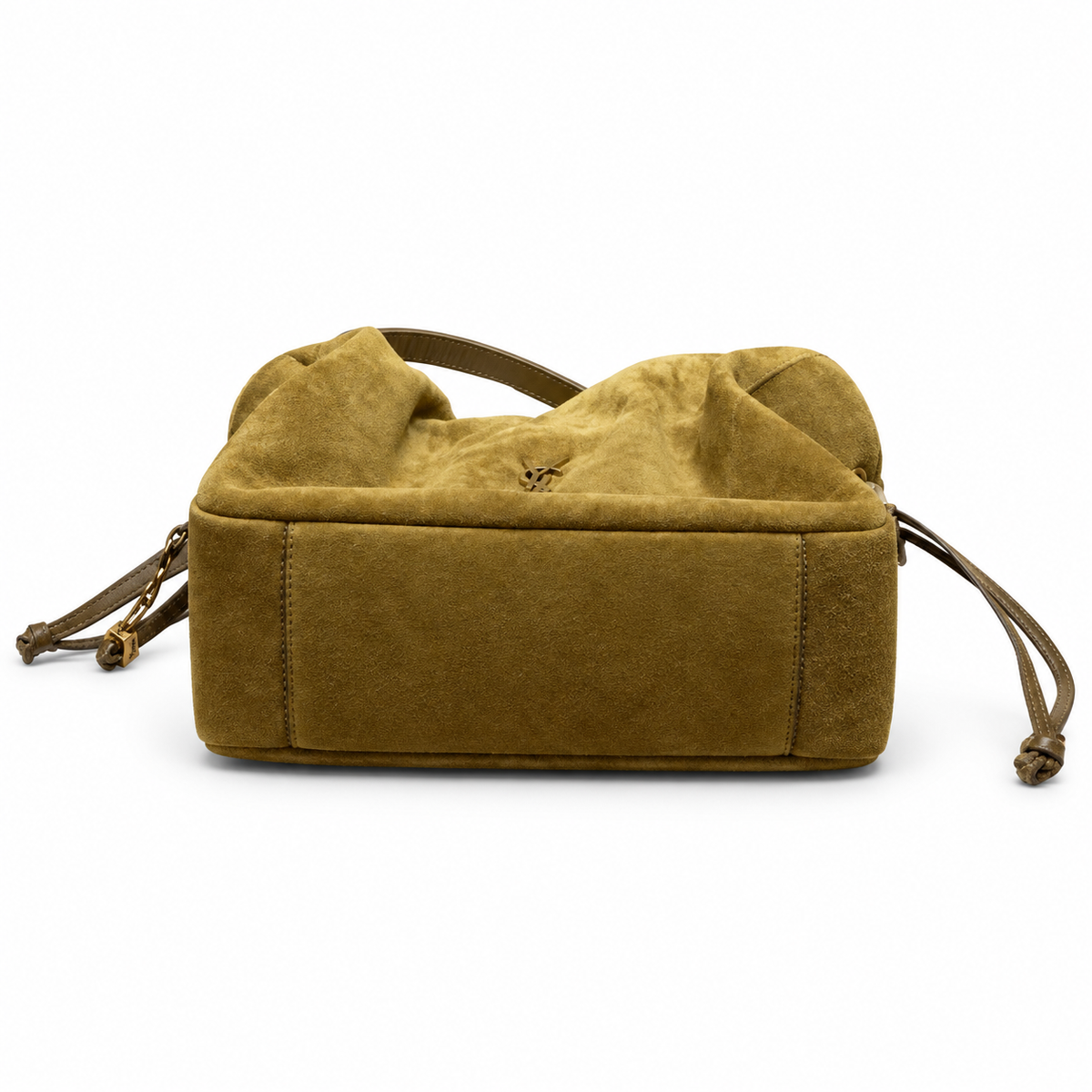 YSL Bouquet Drawstring Bag – Olive Quilted Suede
