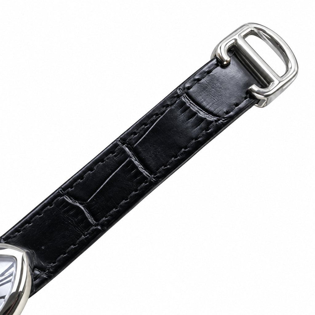 Cartier Crash White Gold Silver Dial Manual Black Strap Watch – KDY
