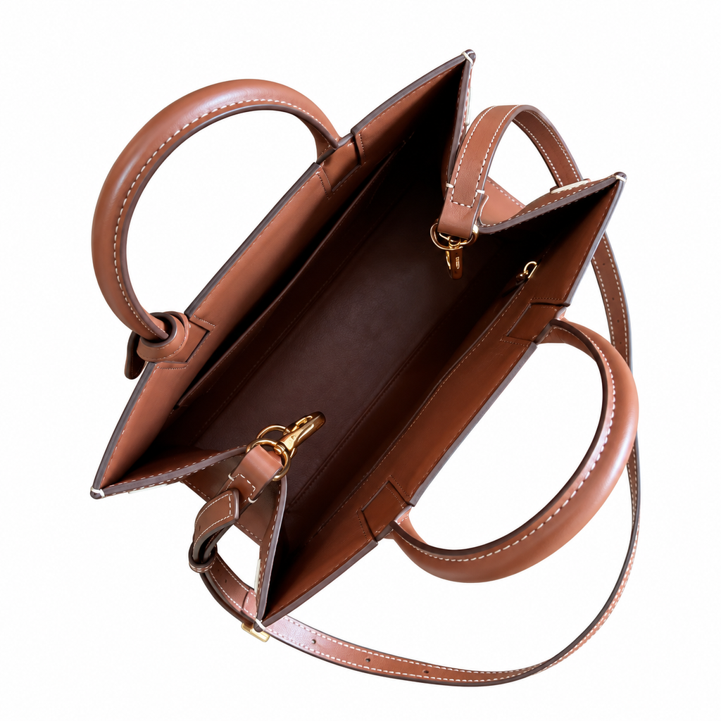 Burberry Ivory & Brown Monogram Top Handle Bag