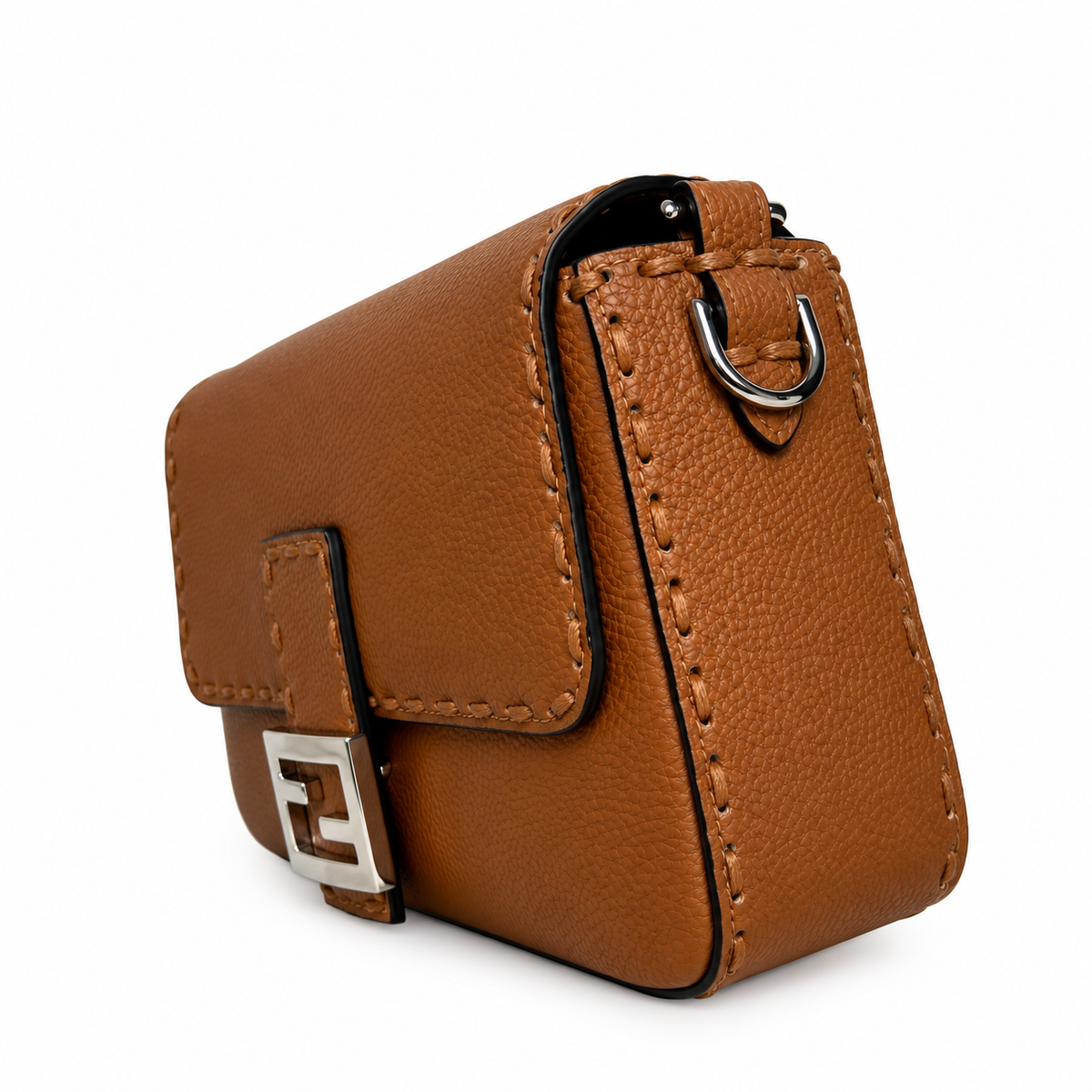 Fendi FF Shoulder Bag – Jacquard Canvas & Leather Trim, Flap Closure, 26cm