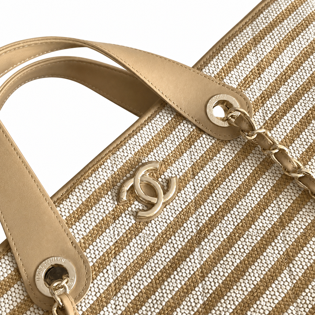 Chanel CC Quilted Wide Tote Bag | Gold Chain Handle — 46cm