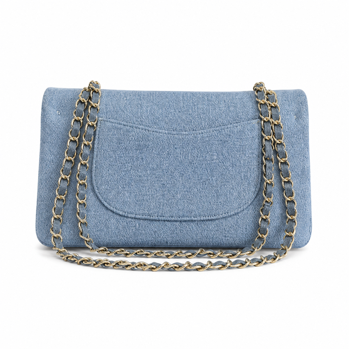 Chanel Denim Classic Flap Crystal Floral Embroidery Gold CC