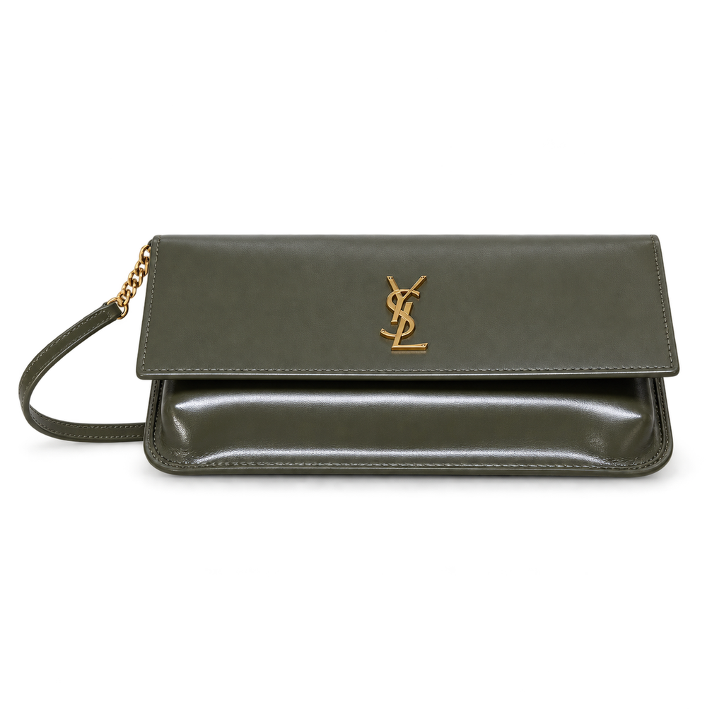 Saint Laurent Kate Chain Wallet Bag in Khaki