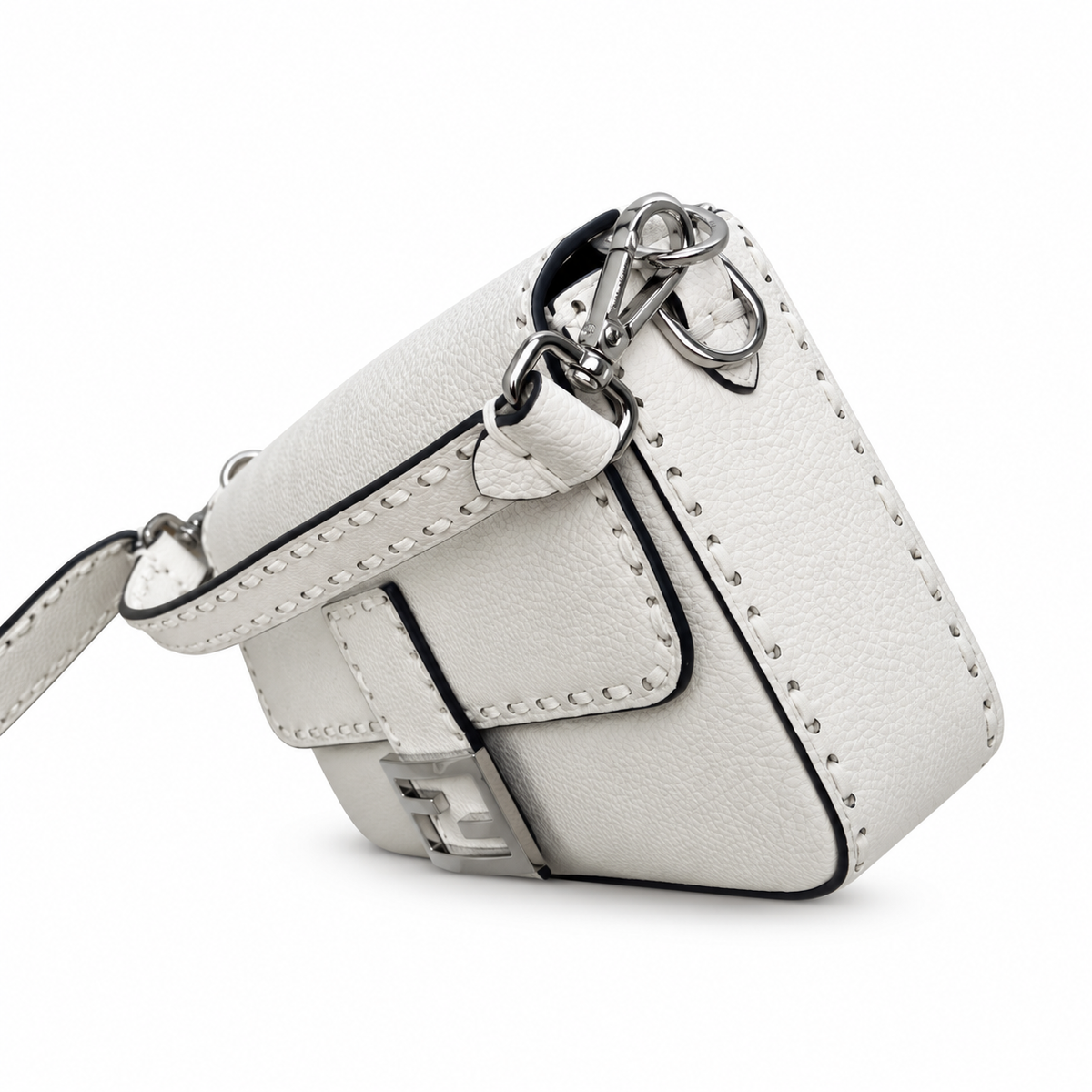 Fendi FF Shoulder Bag – Jacquard Canvas & Leather Trim, Buckle Closure, 26cm