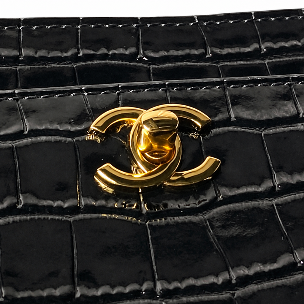 Chanel Executive Tote Black Croc-Embossed Gold Hardware