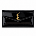 YSL Saint Laurent Cassandre Envelope Clutch Black Patent Leather Gold YSL Monogram V-Flap Evening Bag