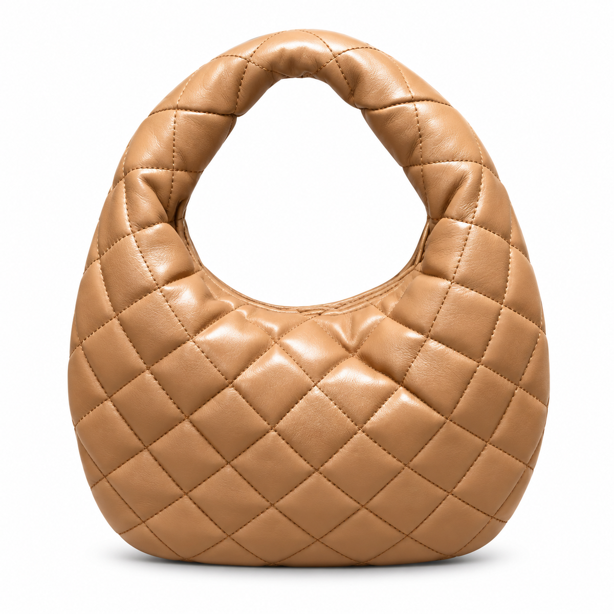 YSL Saint Laurent Quilted Leather Hobo Bag Camel