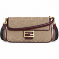 Fendi FF Shoulder Bag – Jacquard Canvas & Leather Trim, Flap Closure, 26cm