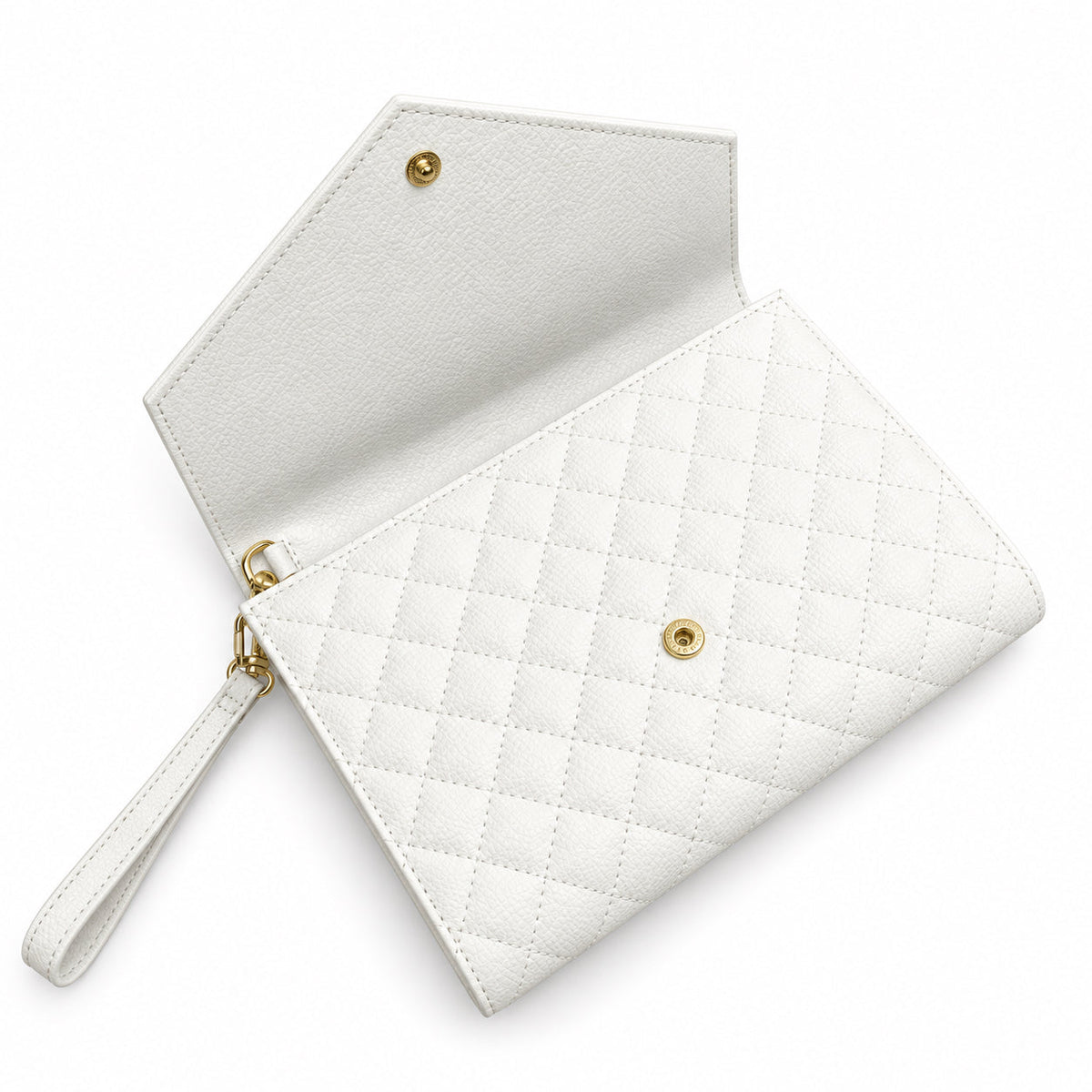YSL Saint Laurent Envelope Clutch in White Quilted Leather