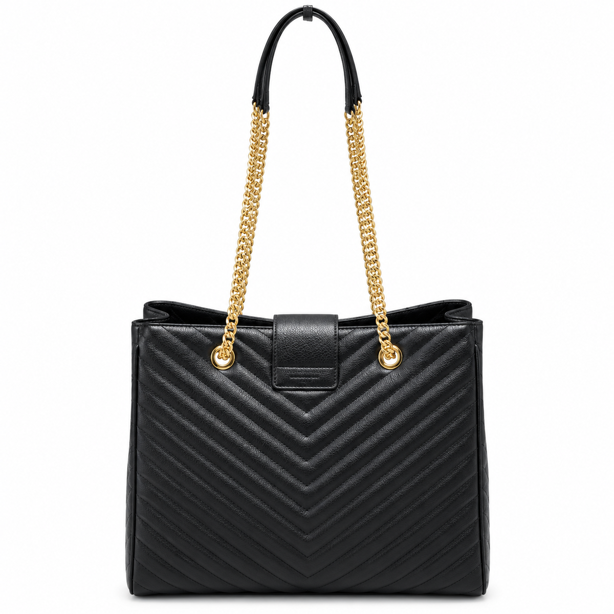 YSL Cassandre Tote Bag – Black Chevron Leather