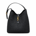 YSL Saint Laurent Le 5 À 7 Raffia Tote Bag Black