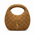 YSL Saint Laurent Quilted Suede Hobo Bag