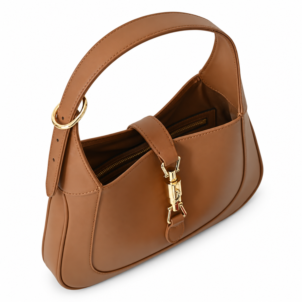 Gucci Jackie 1961 Small Hobo in Caramel Tan Polished Leather
