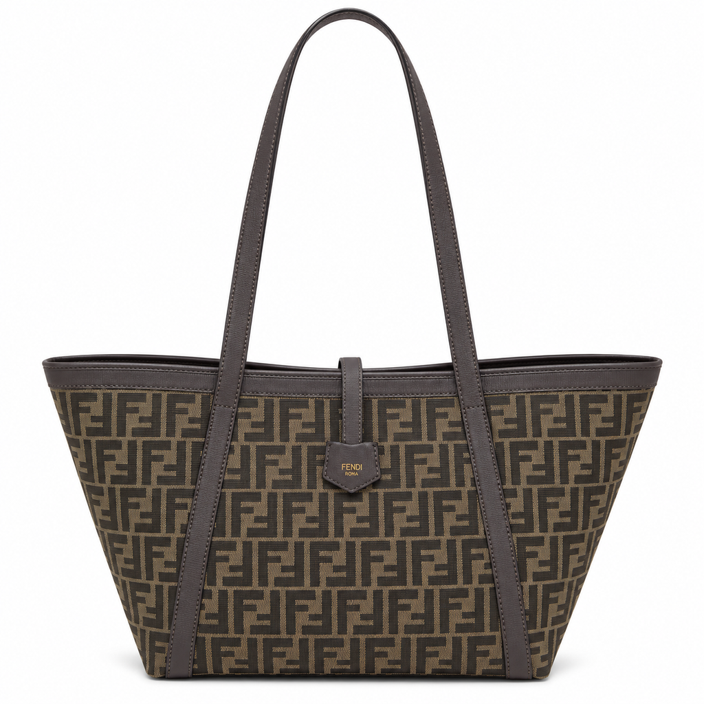 Fendi FF Large Tote Bag – Jacquard Canvas & Leather Handles, 32.5cm