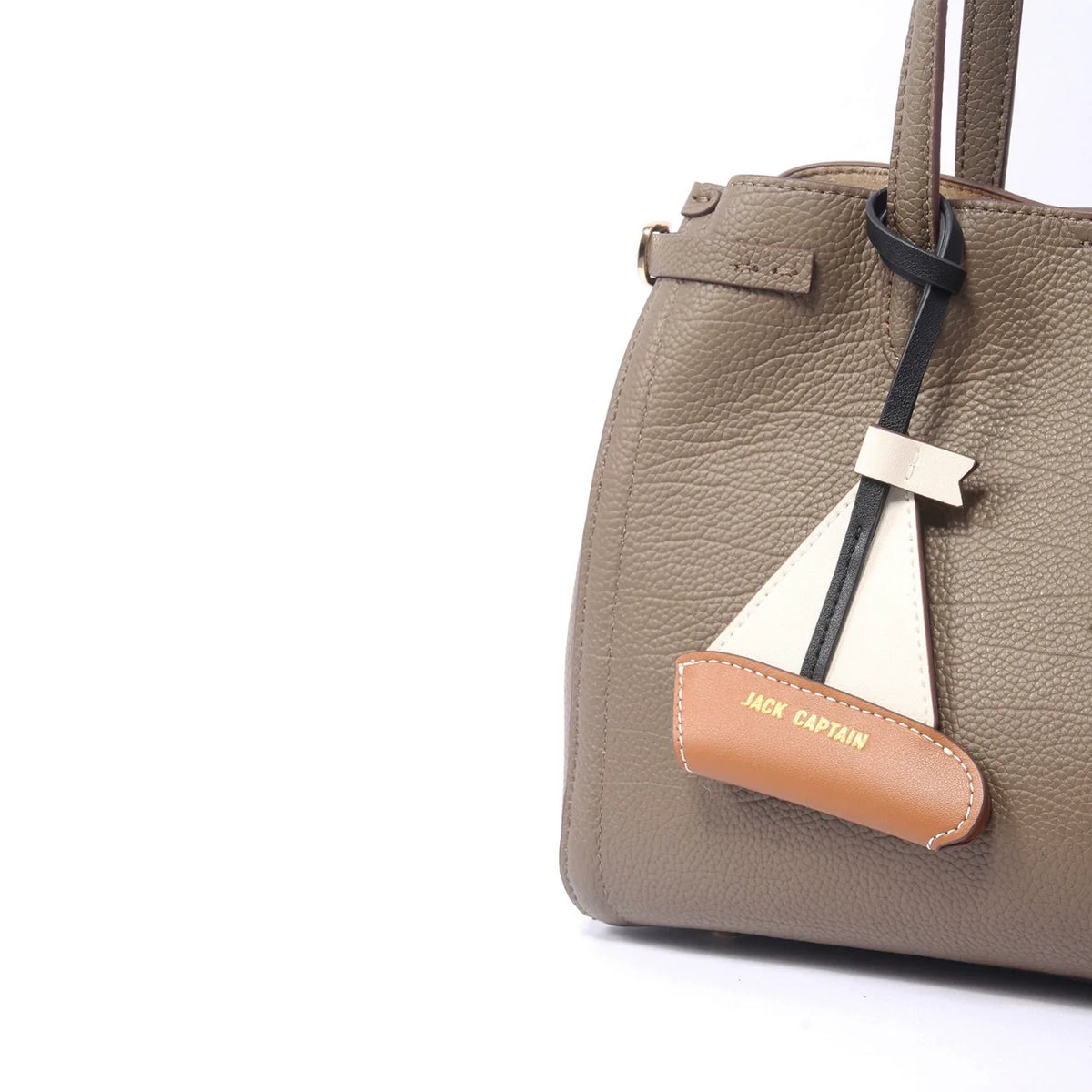 Jack Captain Taupe Pebbled Leather Large Tote with Sailboat Charm