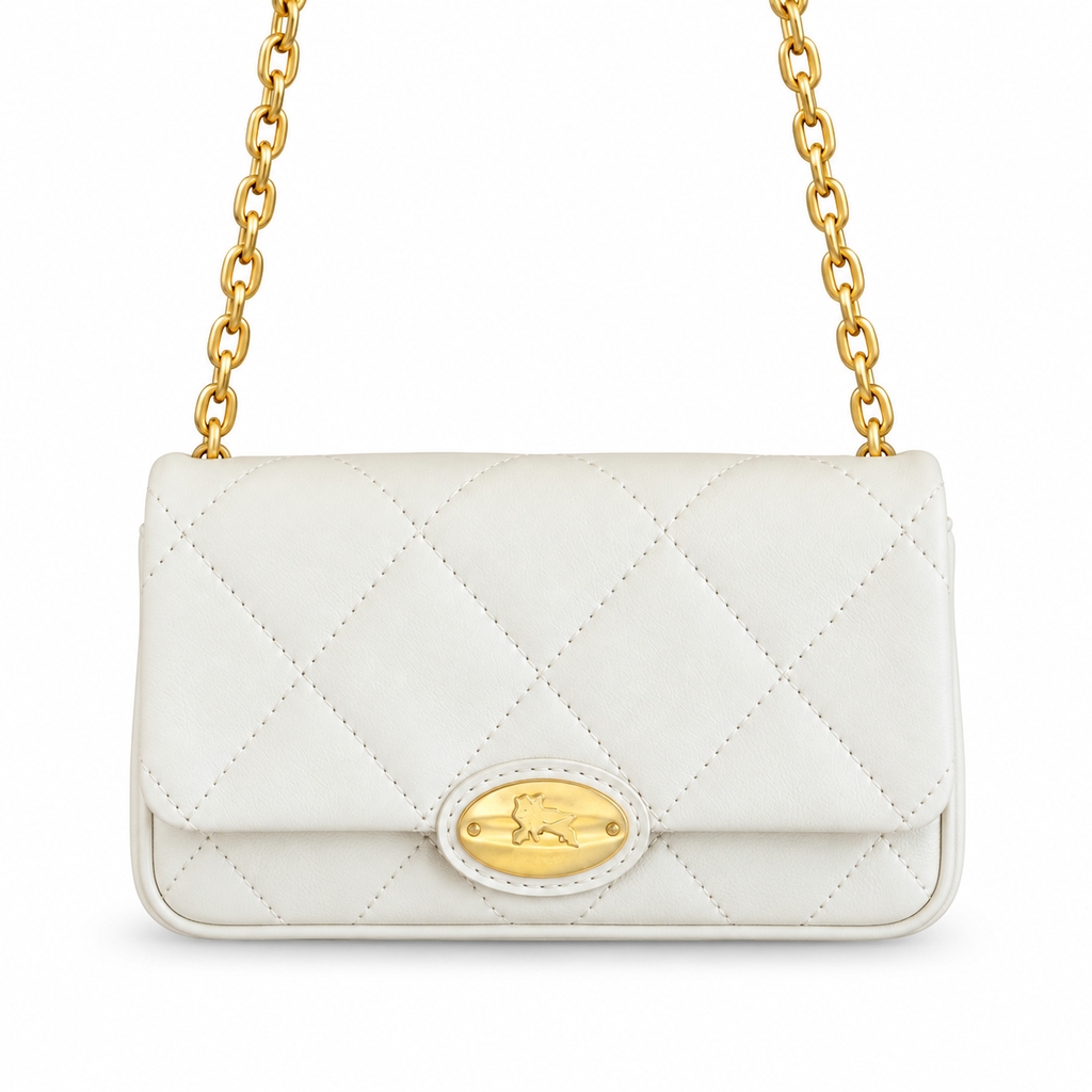 Burberry Ivory Quilted Chain Shoulder Bag